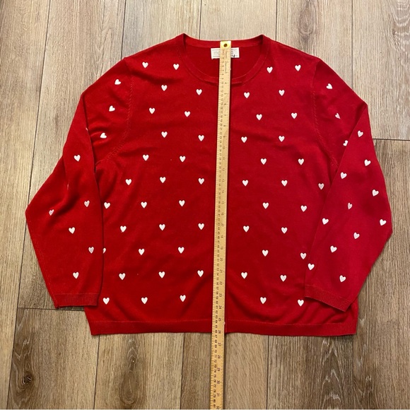 Maranda Women’s Valentine Red Heart Button Front Cardigan Sweater Plus Size 2X - Picture 6 of 10